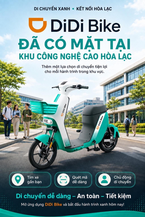 Xe đạp điện công cộng chính thức được triển khai tại Khu Công nghệ cao Hòa Lạc